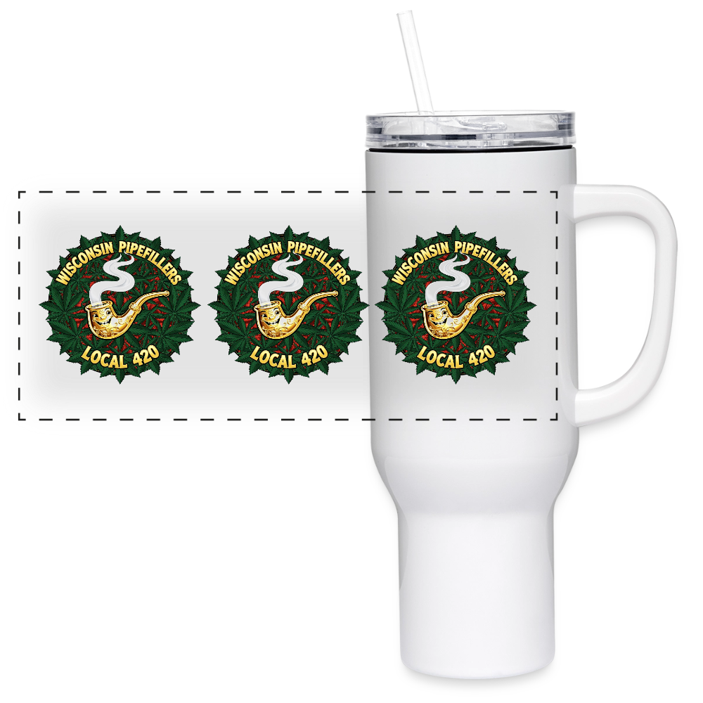 WISCONSIN PIPEFILLERS LOCAL 420 40oz Stainless Steel Travel Tumbler - white
