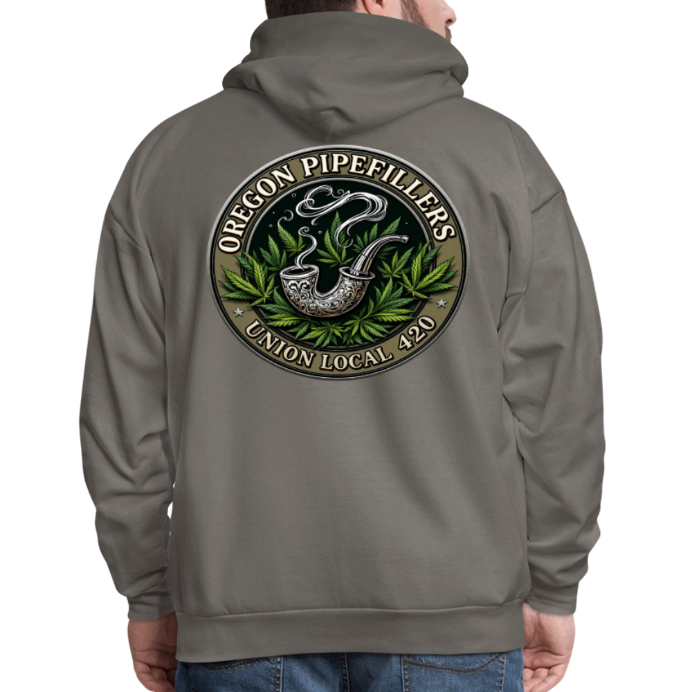 OREGON PIPEFILLERS LOCAL 420 2 EMBLEM Men's Hoodie - asphalt gray