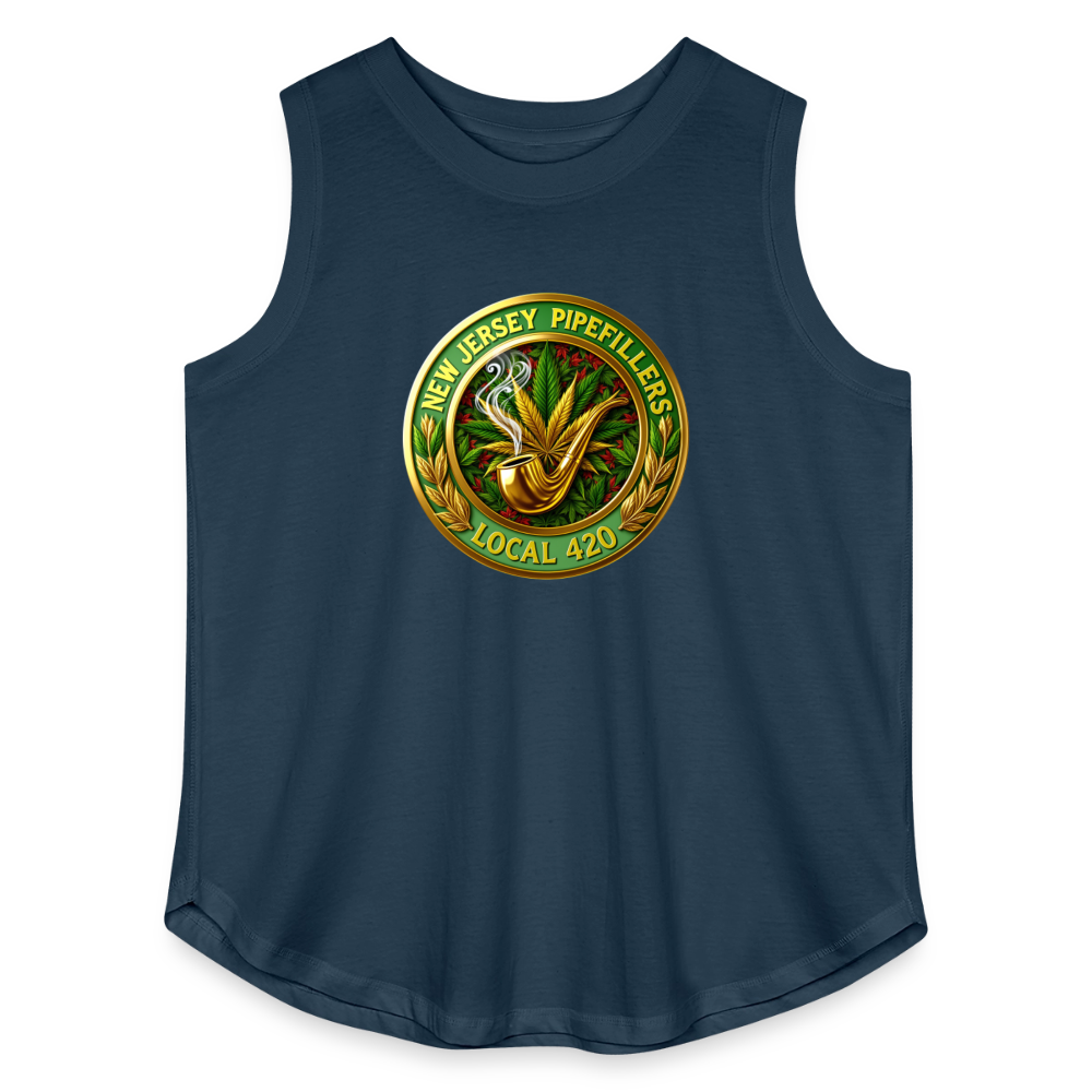 NEW JERSEY PIPEFILLERS LOCAL 420 Women's Curvy Relaxed Tank Top - denim