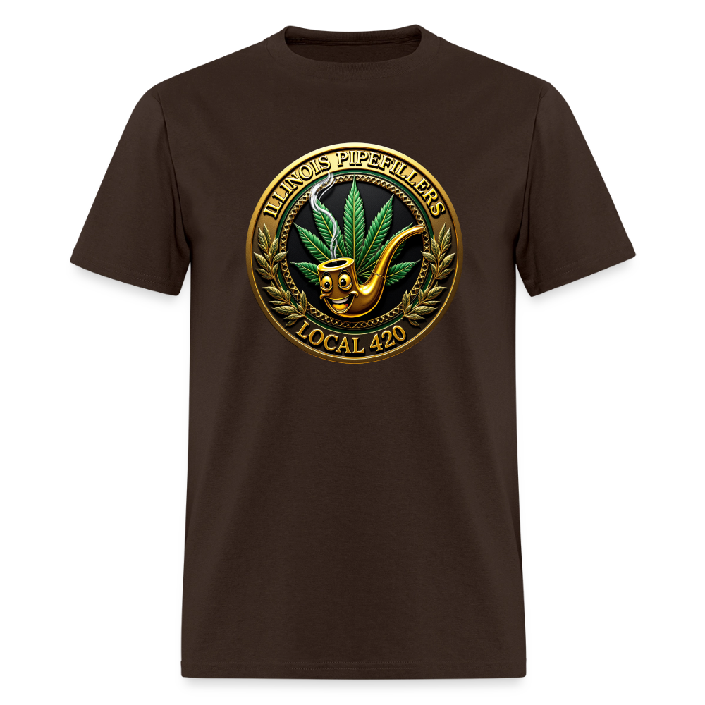 ILLINOIS PIPEFILLERS LOCAL 420 F/B DESIGN Men's T-Shirt - brown
