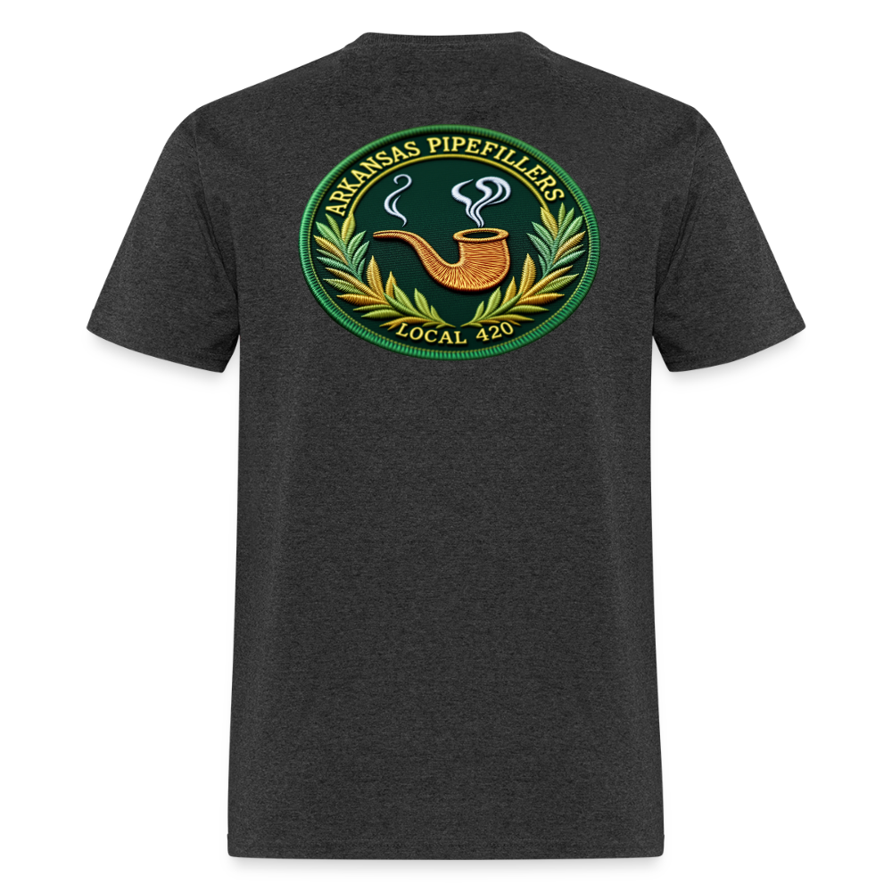 ARKANSAS PIPEFILLERS LOCAL 420 F/B EMBLEMS  Men's T-Shirt - heather black