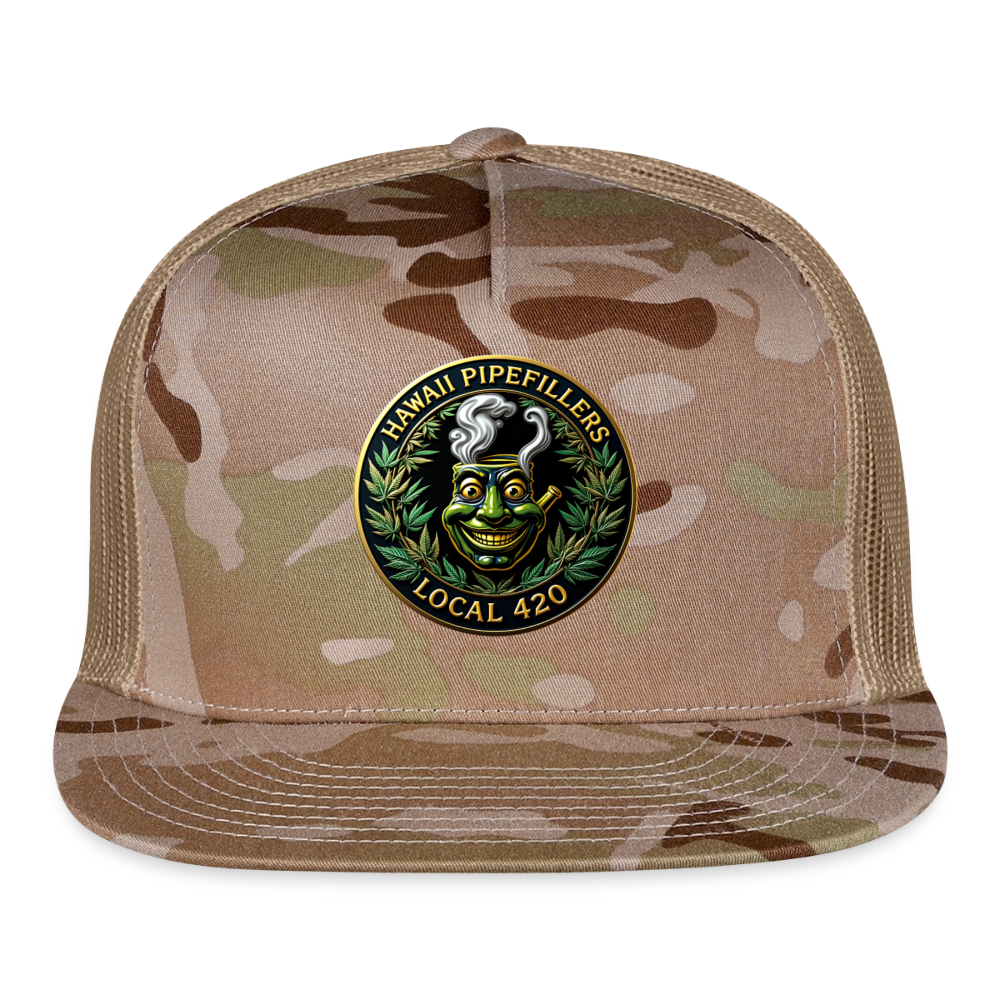 HAWAII PIPEFILLERS LOCAL 420 CAMO Trucker Hat - MultiCam\tan