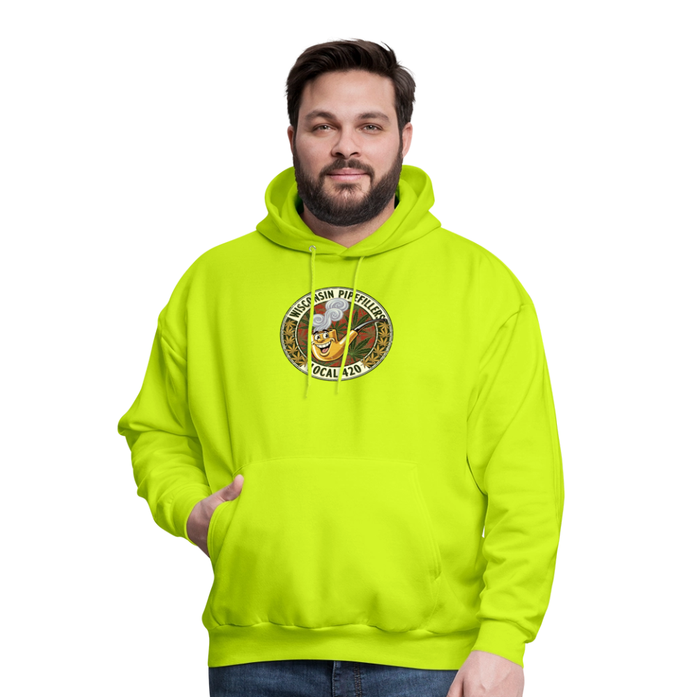 WISCONSIN PIPEFILLERS LOCL 420 F/B DESIGN Men's Hoodie - safety green