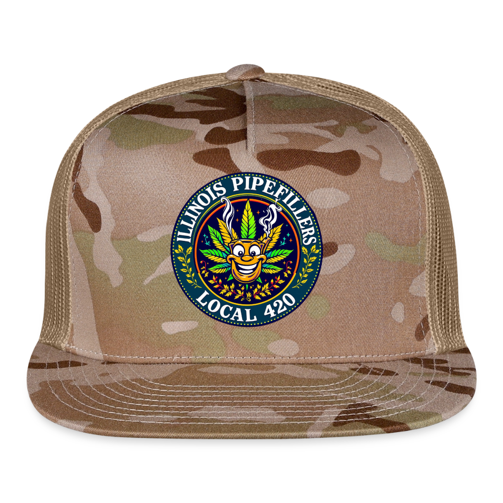 ILLINOIS PIPEFILLERS LOCAL 420 CAMO Trucker Hat - MultiCam\tan