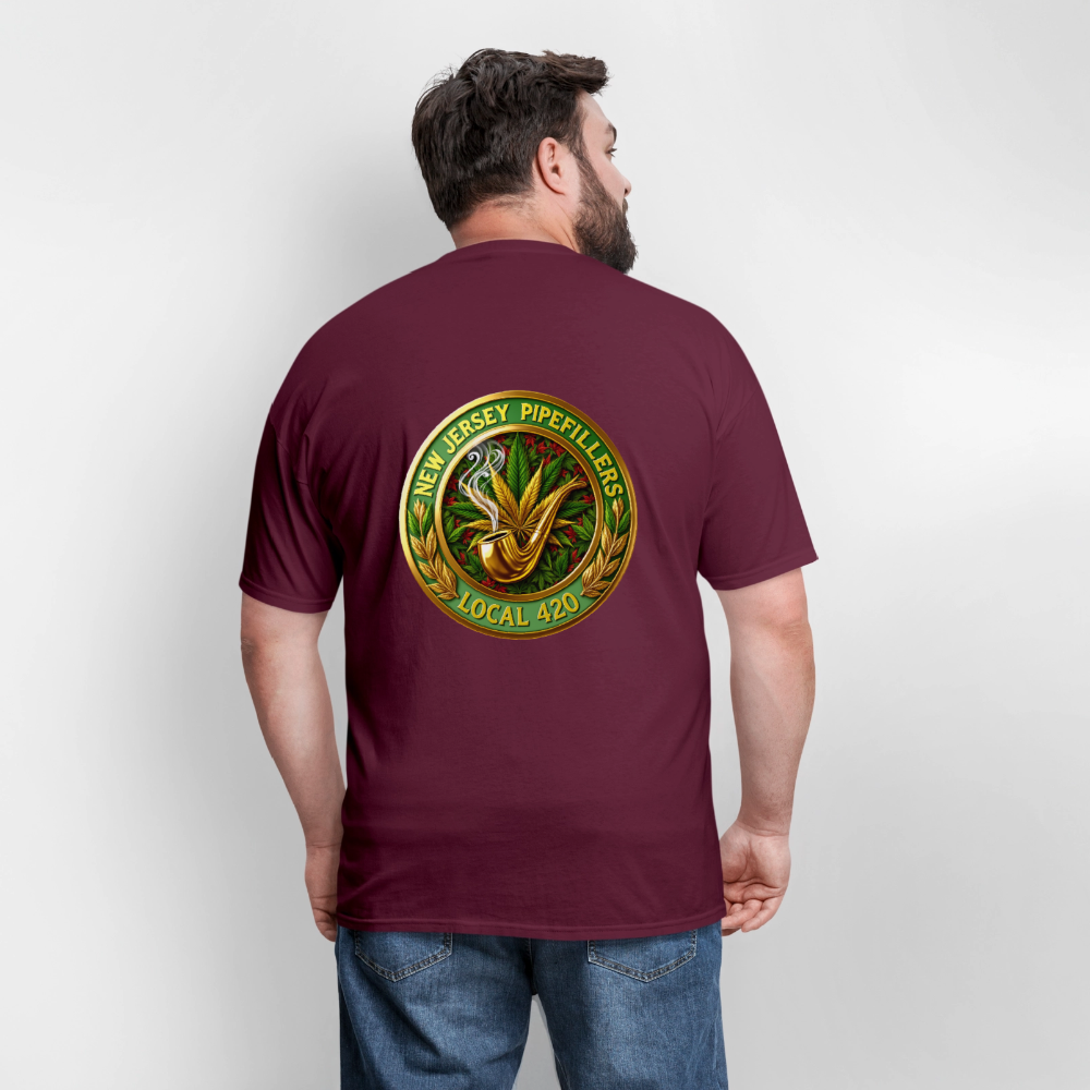 NEW JERSEY PIPEFILLERS LOCAL 420 F/B DESIGN Men's T-Shirt - burgundy