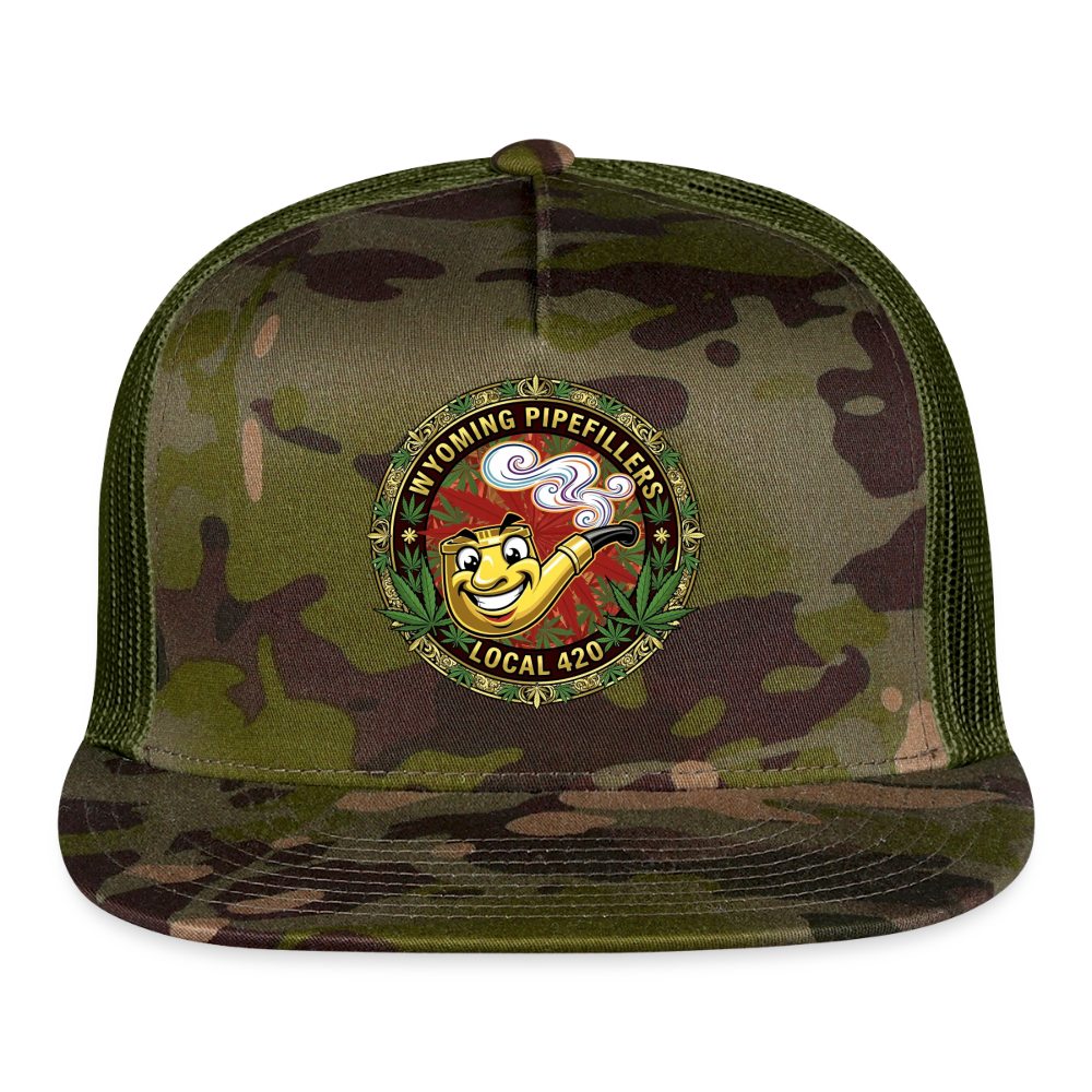 WYOMING PIPEFILLERS LOCAL 420 CAMO Trucker Hat - MultiCam\green