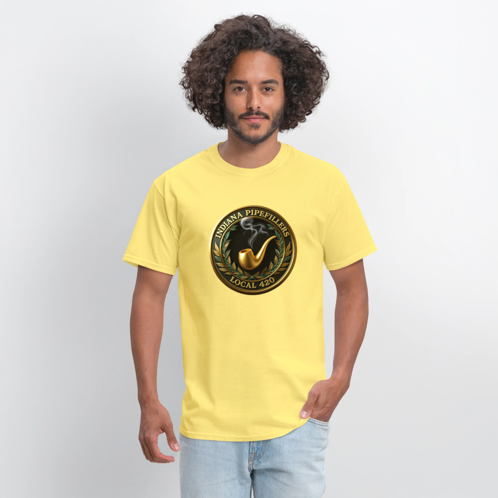 INDIANA PIPEFILLERS LOCAL 420 F/B DESIGN Men's T-Shirt - cornsilk