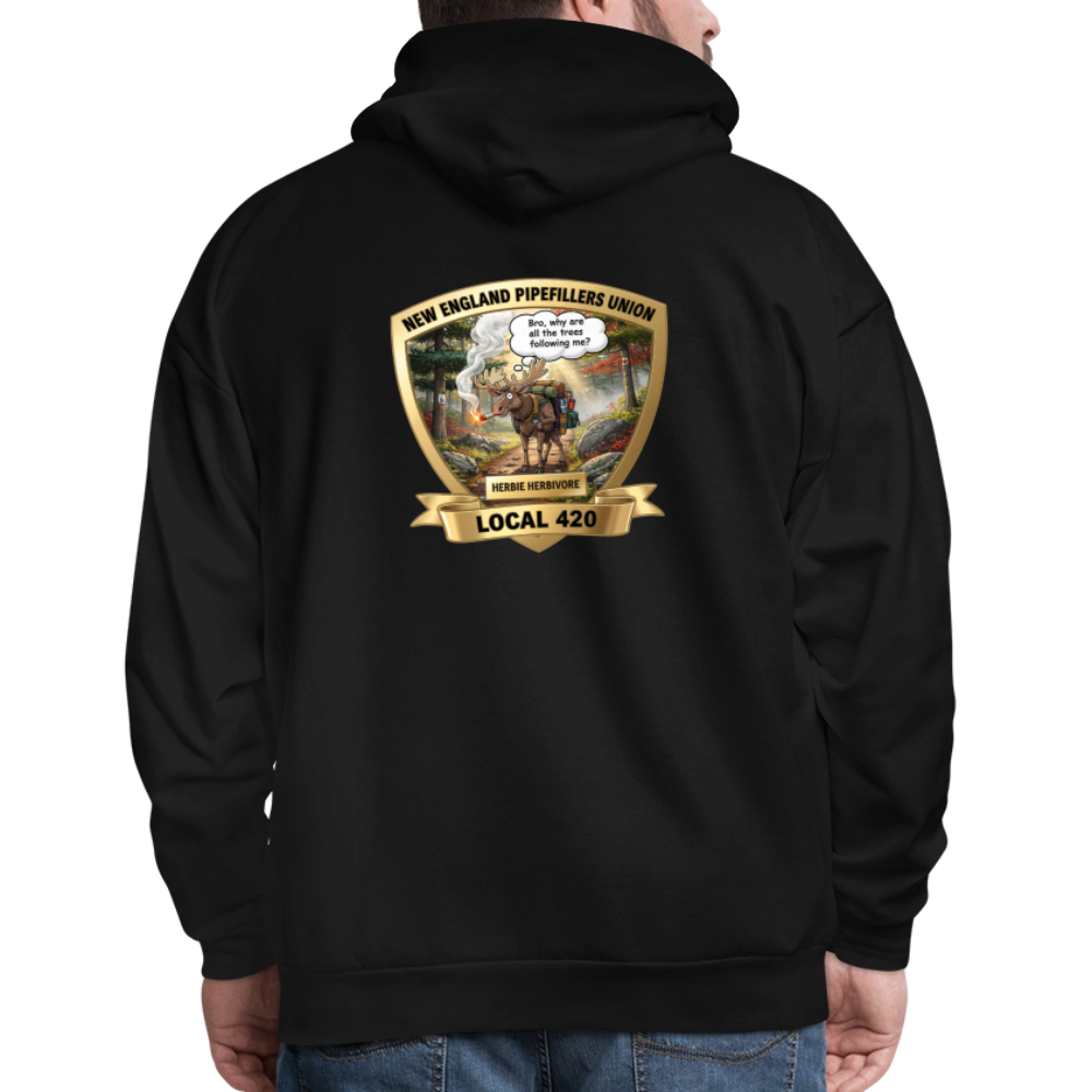 NEW ENGLAND PIPEFILLERS LOCAL 420 HERBIE HERBIVORE F/B EMBLEMS Men's Hoodie - black