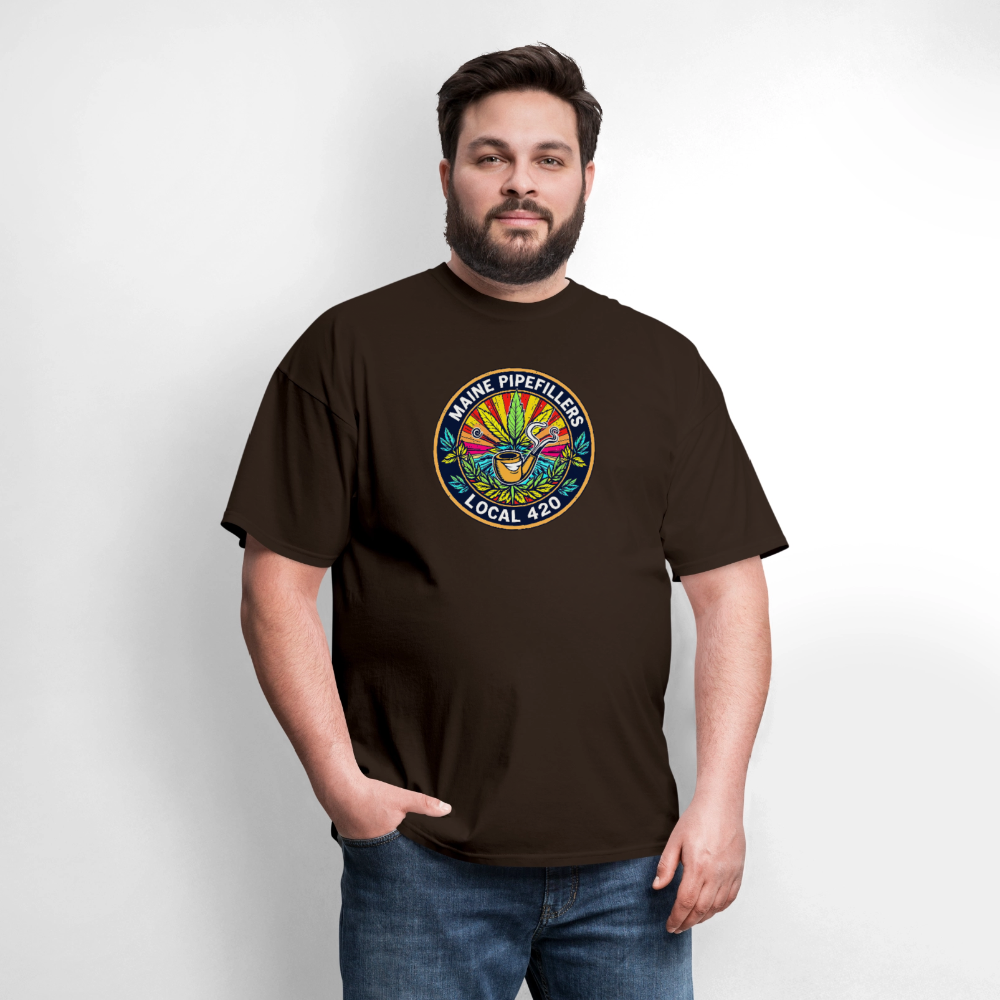 MAINE PIPEFILLERS LOCAL 420 2 EMBLEM Men's T-Shirt - brown