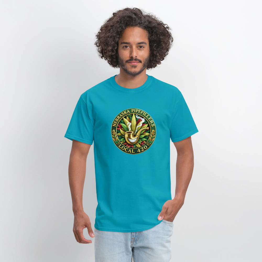 NEBRASKA PIPEFILLERS LOCAL 420 F/B DESIGNS Men's T-Shirt - turquoise