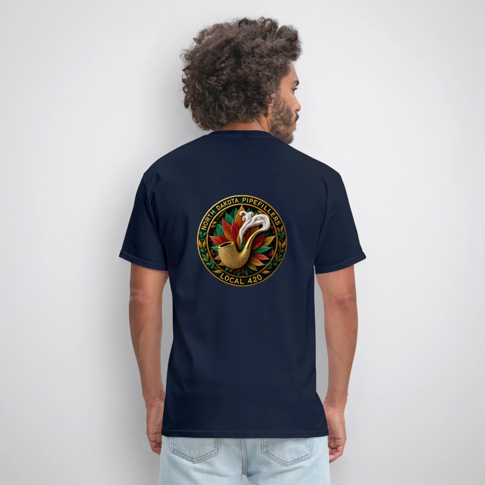 NORTH DAKOTA PIPEFILLERS LOCAL 420 F/B DESIGNS Men's T-Shirt - navy