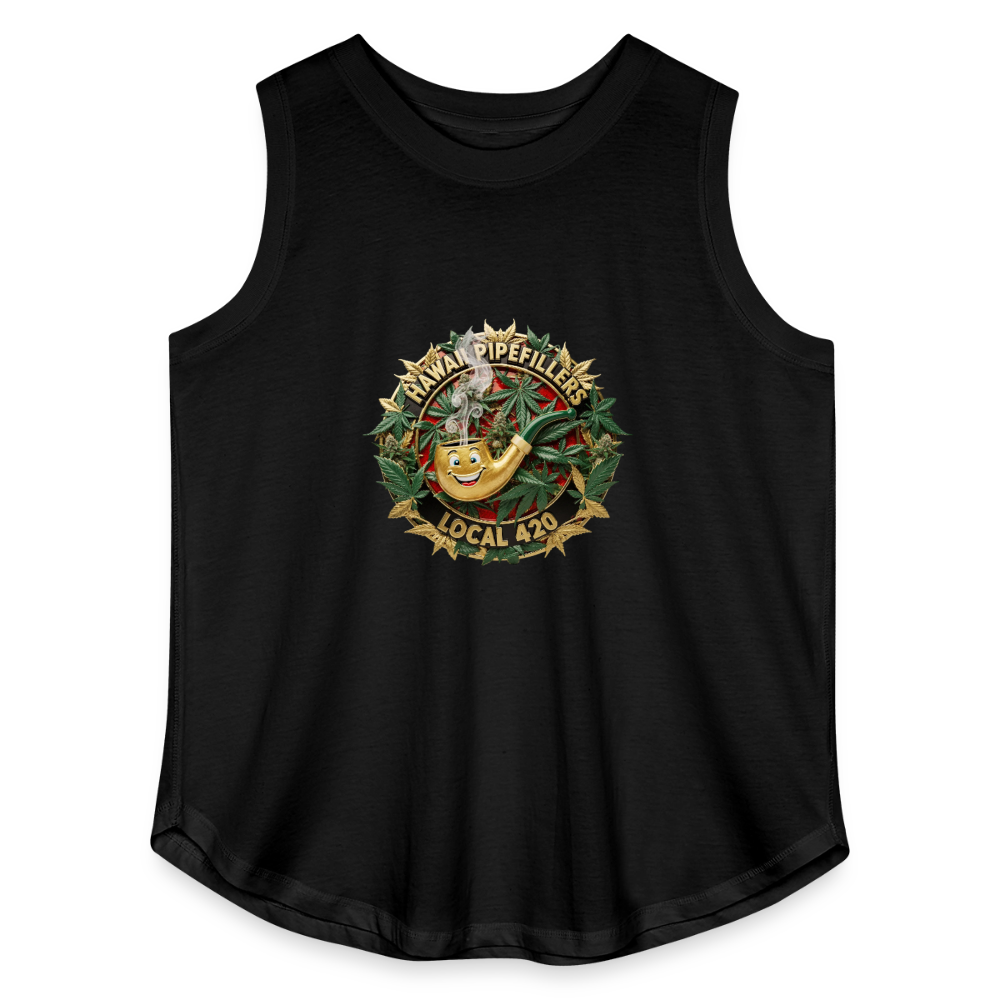 HAWAII PIPEFILLERS LOCAL 420 Women's Curvy Relaxed Tank Top - black