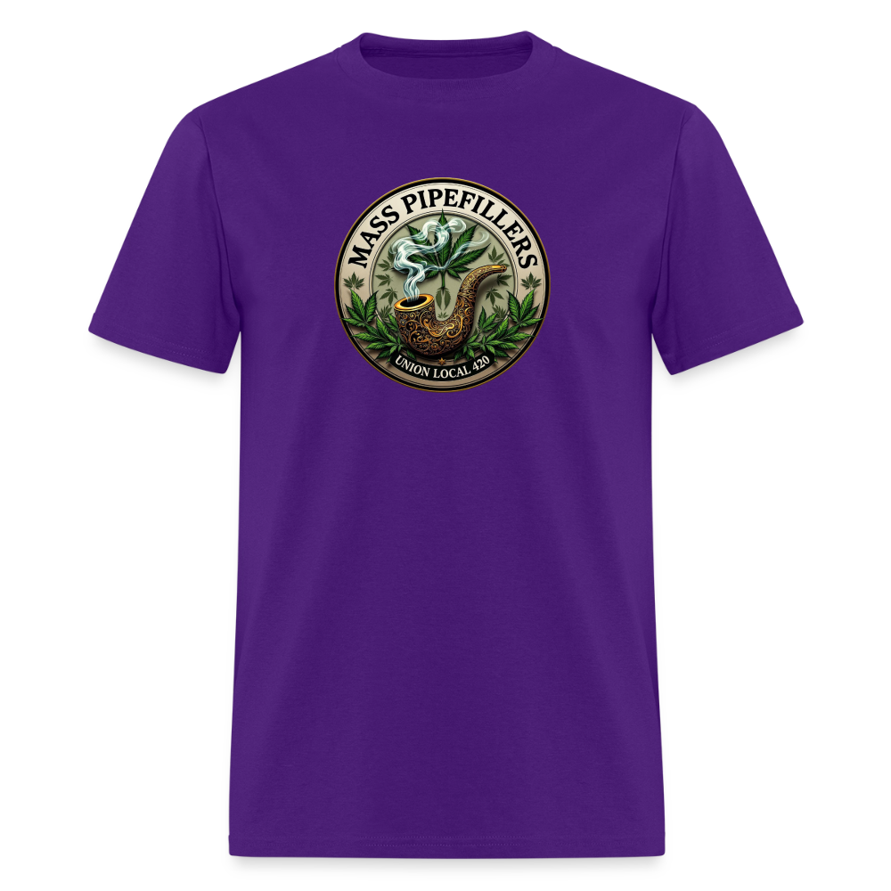 MASS PIPEFILLERS LOCAL 420 2 EMBLEM Men's T-Shirt - purple