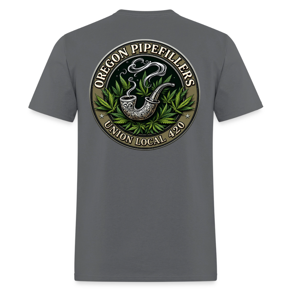 OREGON PIPEFILLERS LOCAL 420 2 EMBLEM Men's T-Shirt - charcoal