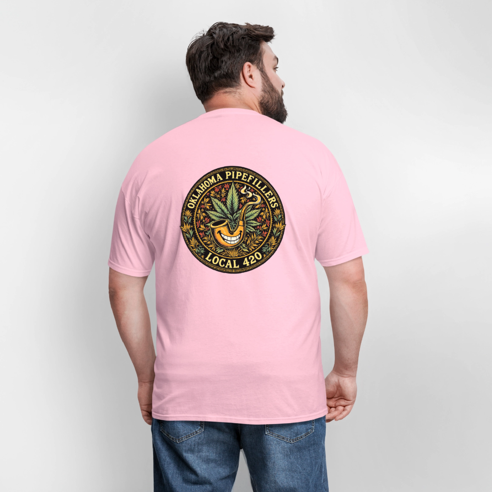 OKLAHOMA PIPEFILLERS LOCAL 420  F/B DESIGNS Men's T-Shirt - pink