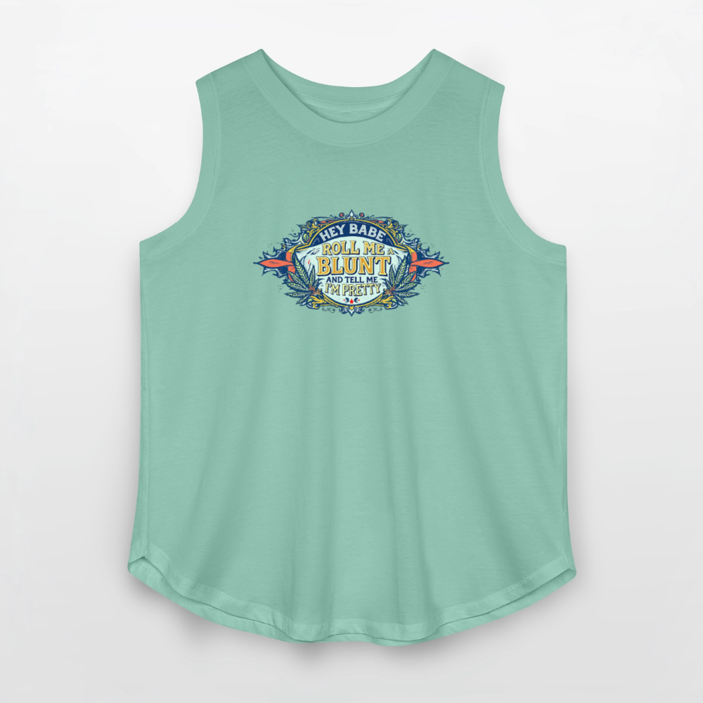 HEY BABE ROLL ME A BLUNT Women's Curvy Relaxed Tank Top - saltwater