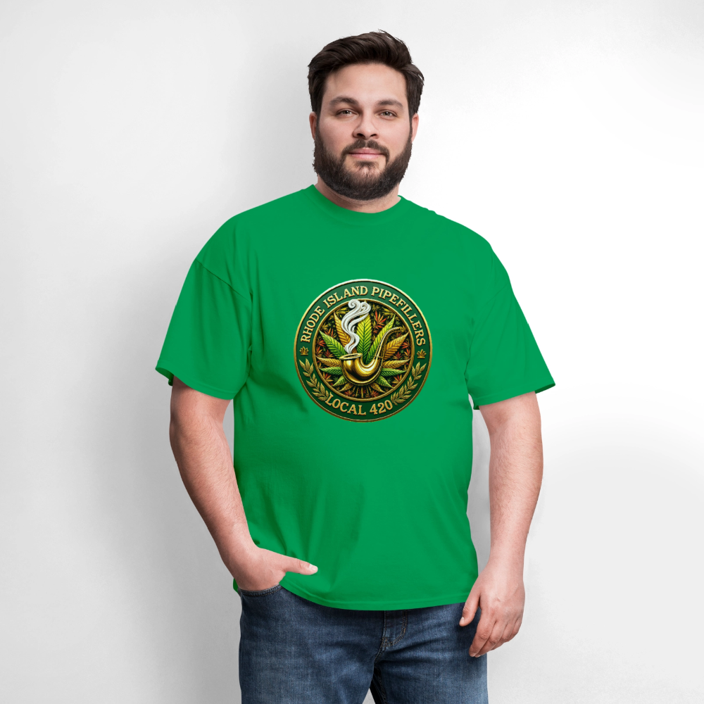 RHODE ISLAND PIPEFILLERS LOCAL 420 F/B DESIGNS Men's T-Shirt - bright green