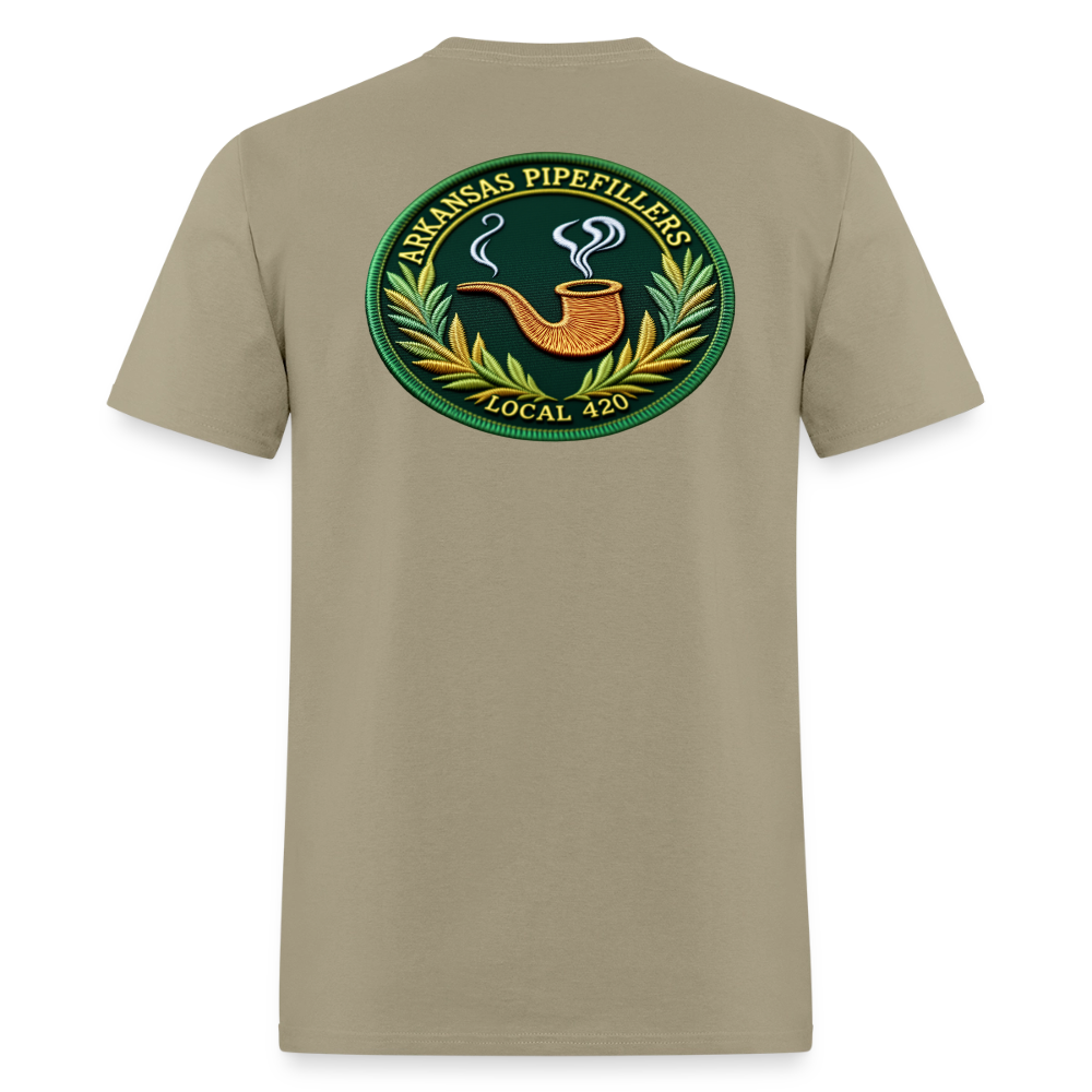 ARKANSAS PIPEFILLERS LOCAL 420 F/B EMBLEMS  Men's T-Shirt - khaki