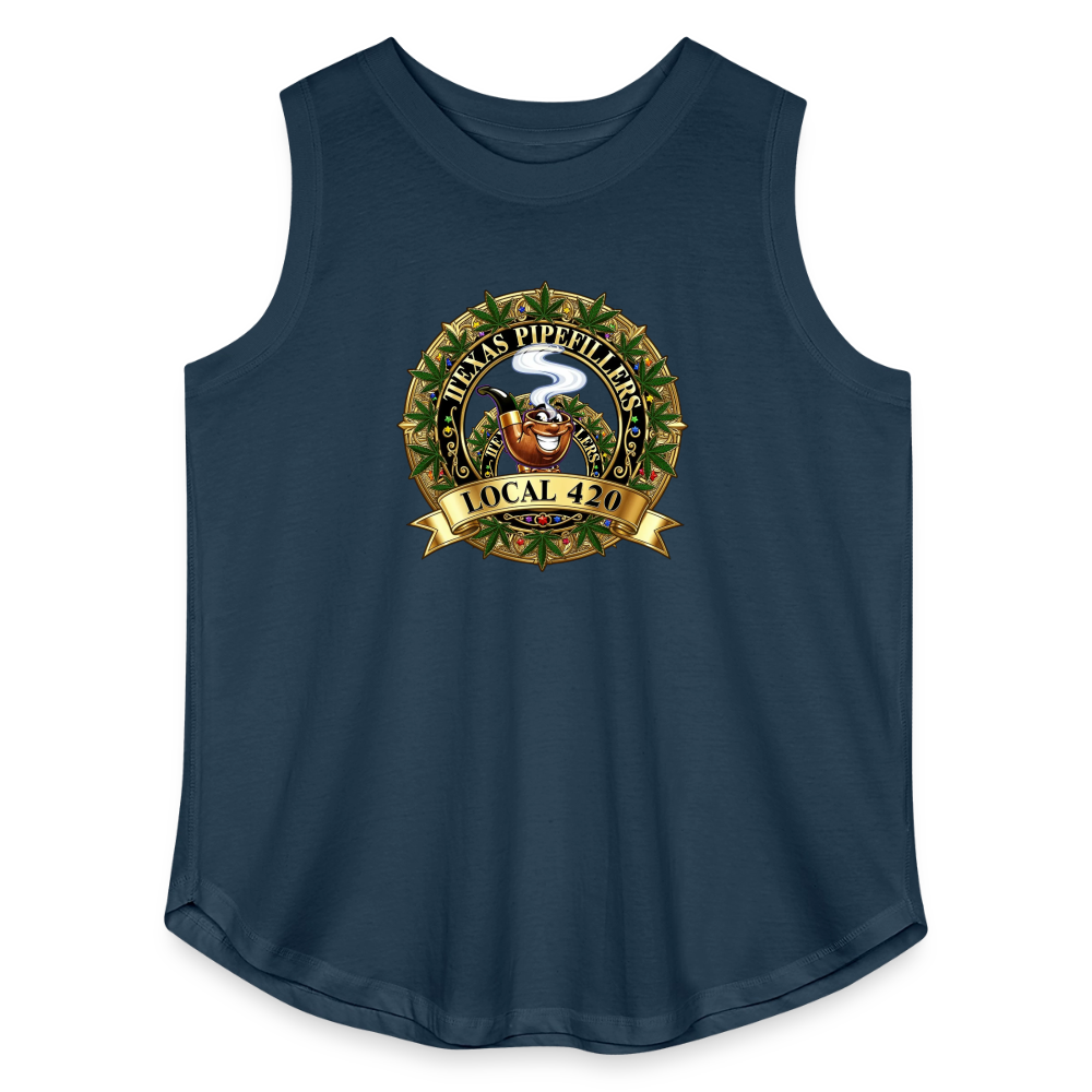 TEXAS PIPEFILLERS LOCAL 420 F/B DESIGN Women's Curvy Relaxed Tank Top - denim