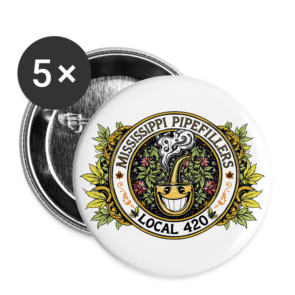 MISSISSIPPI PIPEFILLERS LOCAL 420 Union Buttons small 1'' (5-pack) - white