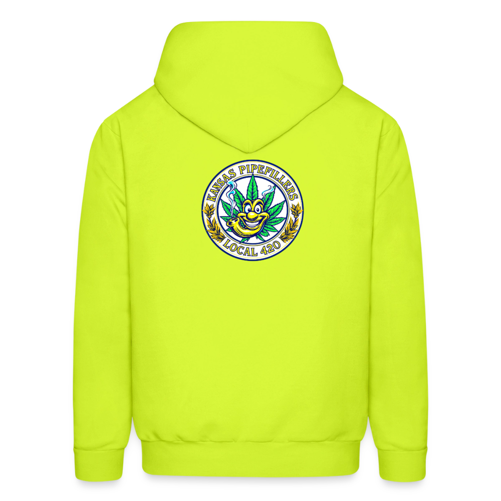KANSAS PIPEFILLERS LOCAL 420 F/B DESIGNS  Men's Hoodie - safety green