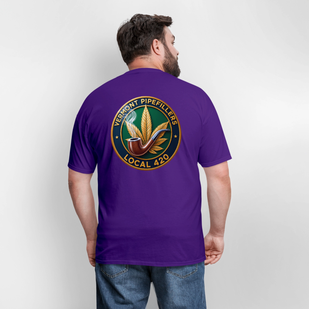 VERMONT PIPEFILLERS LOCAL 420 2 EMBLEM Men's T-Shirt - purple