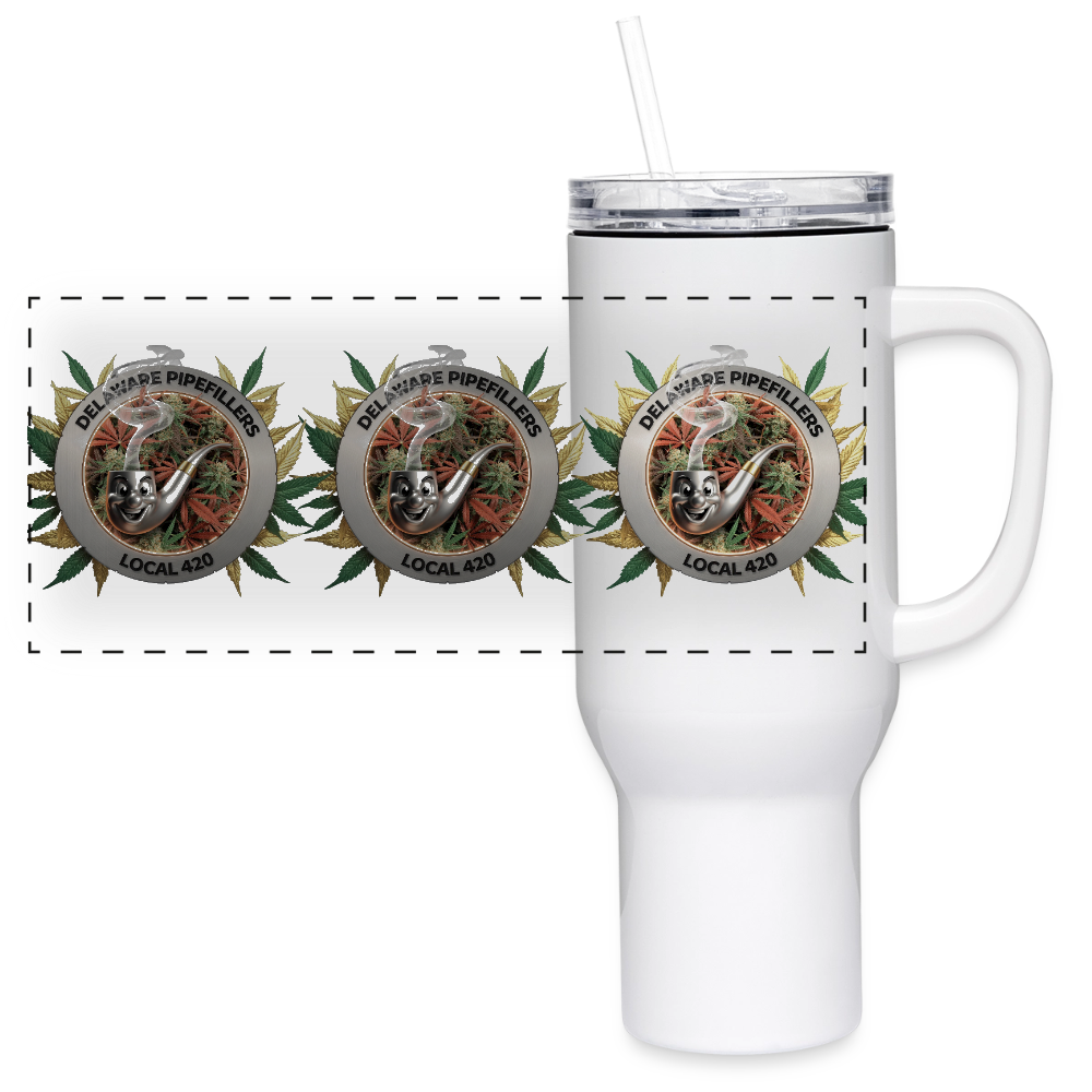 DELAWARE PIPEFILLERS LOCAL 420 40oz Stainless Steel Travel Tumbler - white