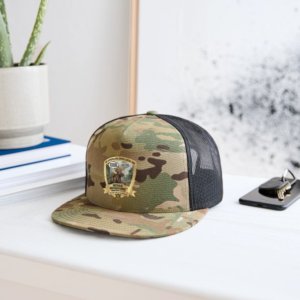 US PIPEFILLERS UNION LOCAL 420 BRO, HERBIE HERBIVORE CAMO Trucker Hat - MultiCam\black