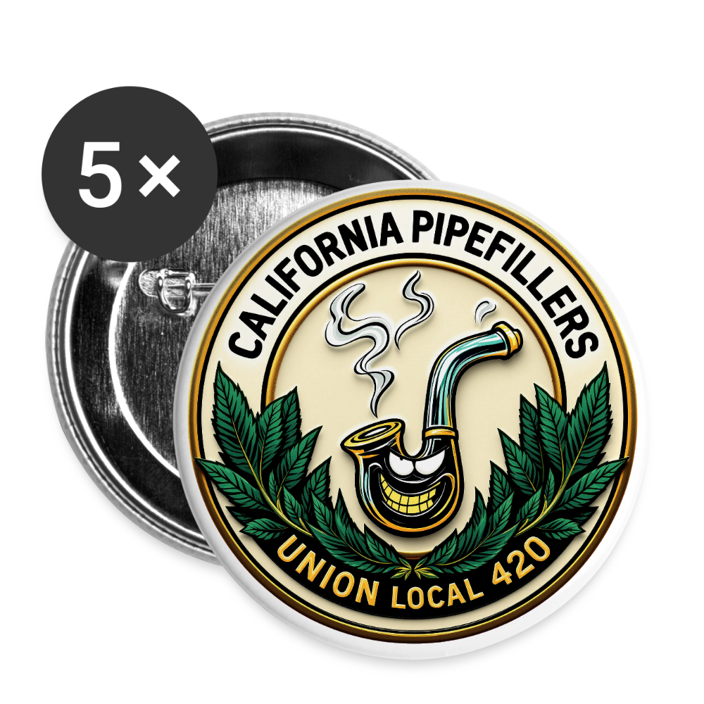 CALIFORNIA PIPEFILLERS UNION LOCAL 420 Buttons small 1'' (5-pack) - white