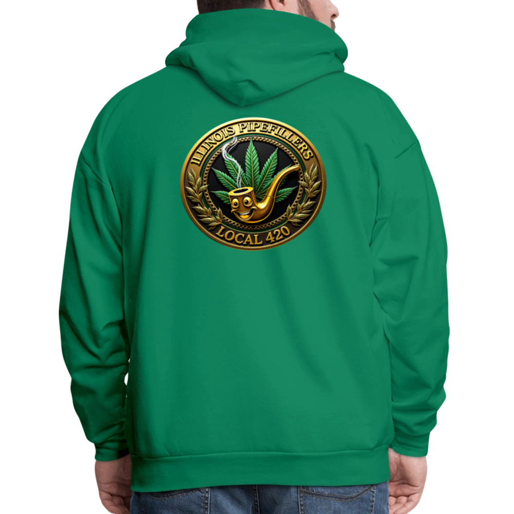 ILLINOIS PIPEFILLERS LOCAL 420 F/B EMBLEMS Men's Hoodie - kelly green