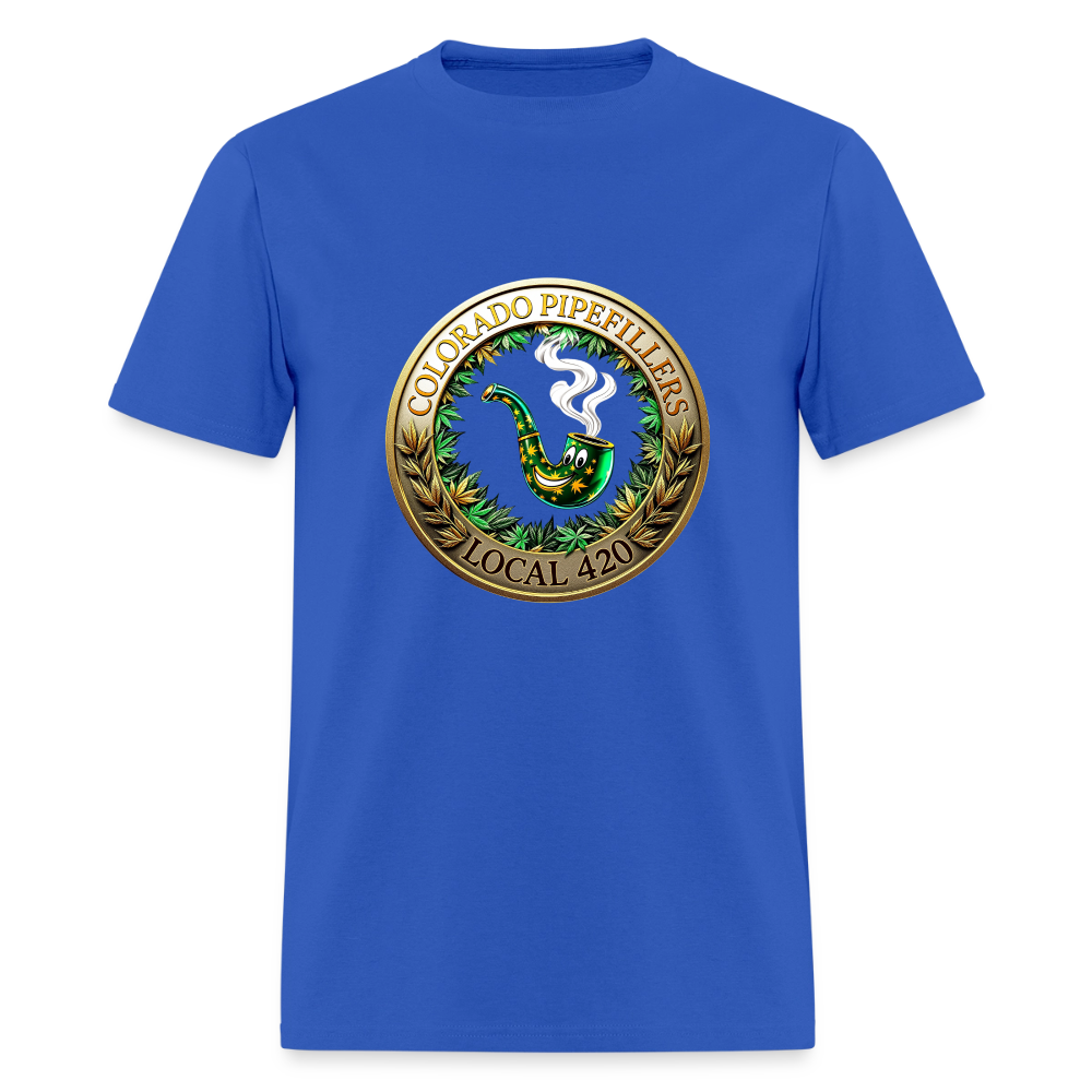 COLORADO PIPEFILLERS LOCAL 420 F/B EMBLEMS Men's T-Shirt - royal blue
