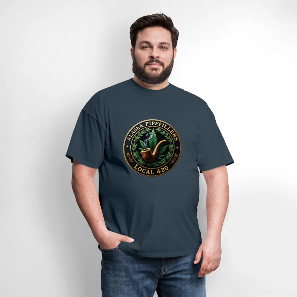 ALASKA PIPEFILLERS LOCAL 420 F/B DESIGN Men's T-Shirt -  blue dusk