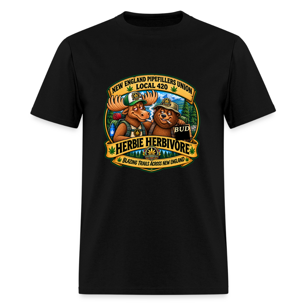 HERBIE HURBIVORE and BUDDY NEW ENGLAND PIPEFILLERS UNION LOCAL 420 Cotton Men's Tee - black