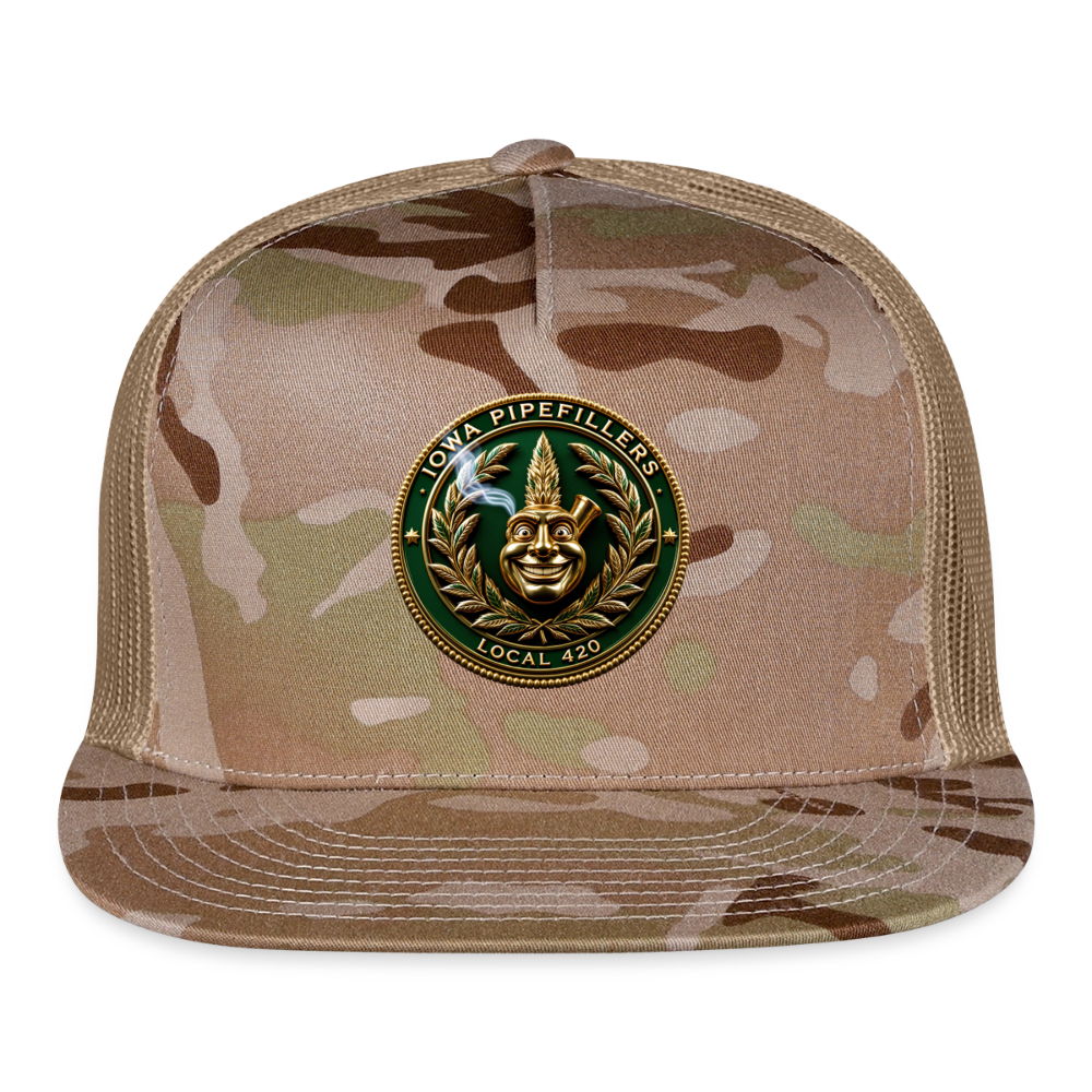 IOWA PIPEFILLERS LOCAL 420 CAMO Trucker Hat - MultiCam\tan