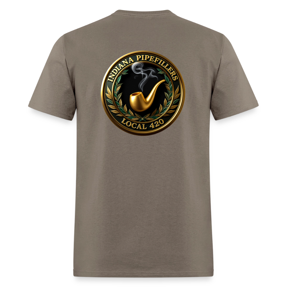 INDIANA PIPEFILLERS LOCAL 420 F/B DESIGN Men's T-Shirt - safari