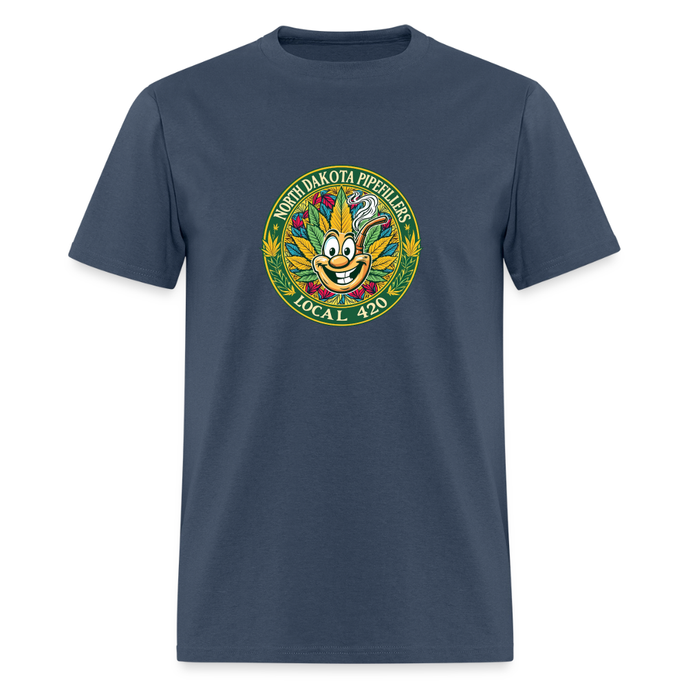 NORTH DAKOTA PIPEFILLERS LOCAL 420 F/B 2 DESIGNS Men's T-Shirt -  blue dusk