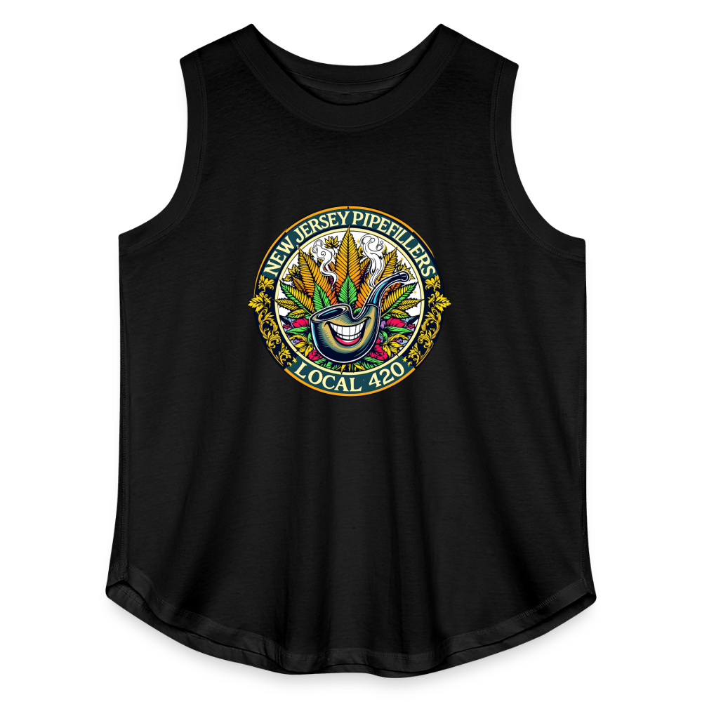 NEW JERSEY PIPEFILLERS LOCAL 420 F/B DESIGN Women's Curvy Relaxed Tank Top - black