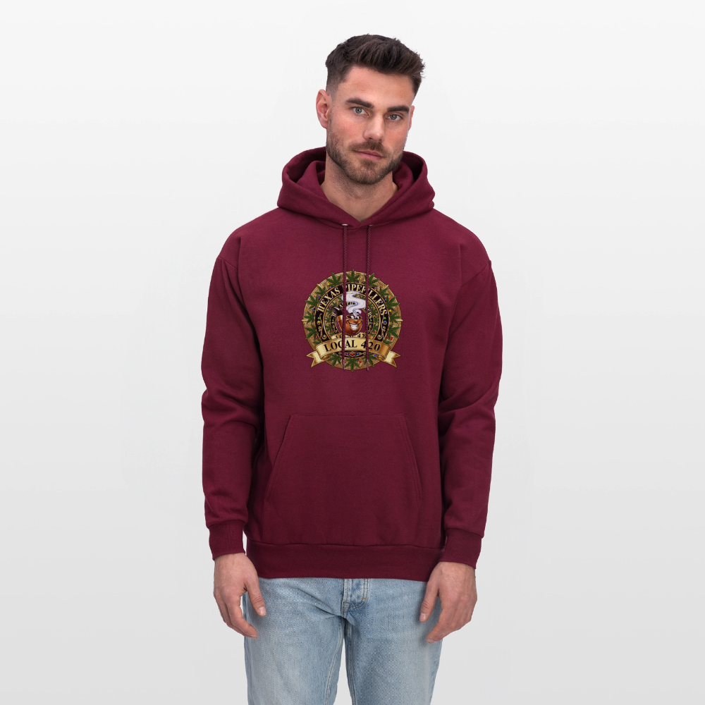 TEXAS PIPEFILLERS LOCAL 420 Men's Hoodie - burgundy