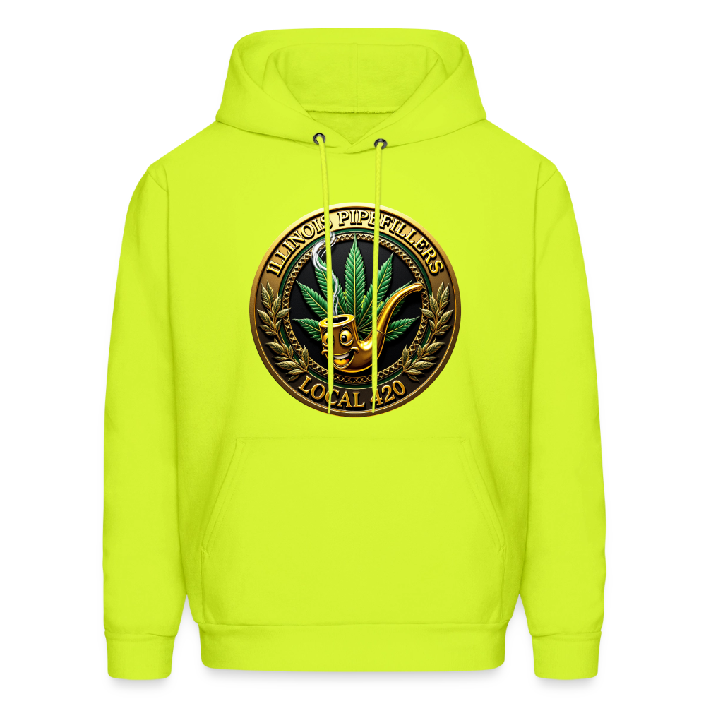 ILLINOIS PIPEFILLERS LOCAL 420 F/B DESIGN Men's Hoodie - safety green
