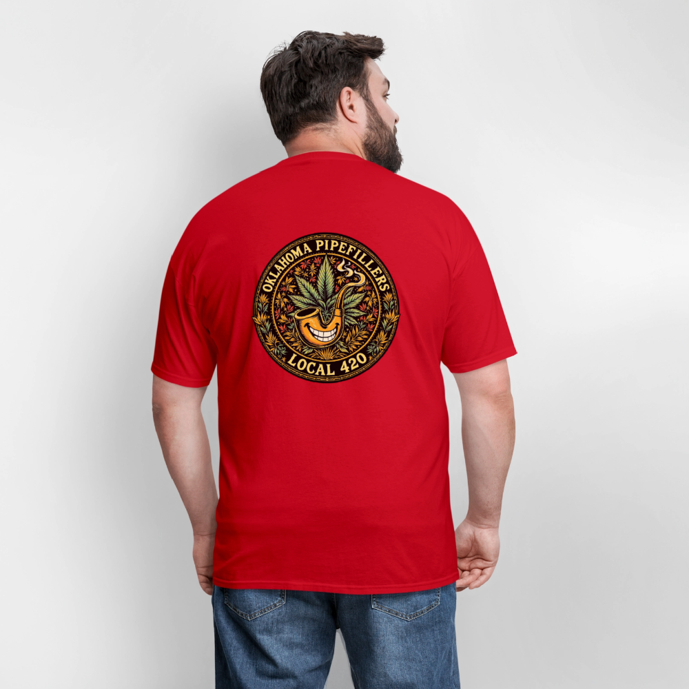 OKLAHOMA PIPEFILLERS LOCAL 420  F/B DESIGNS Men's T-Shirt - red