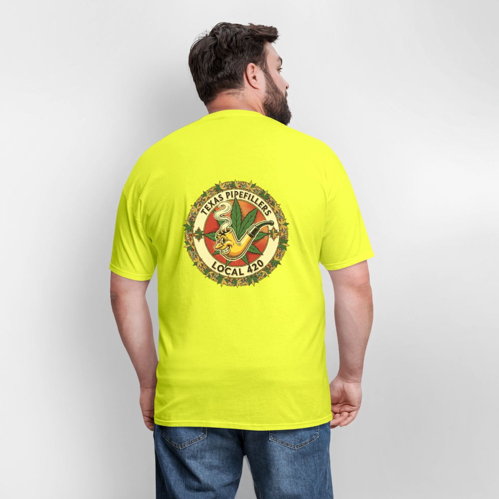 TEXAS PIPEFILLERS LOCAL 420 F/B DESIGN Men's T-Shirt - safety green