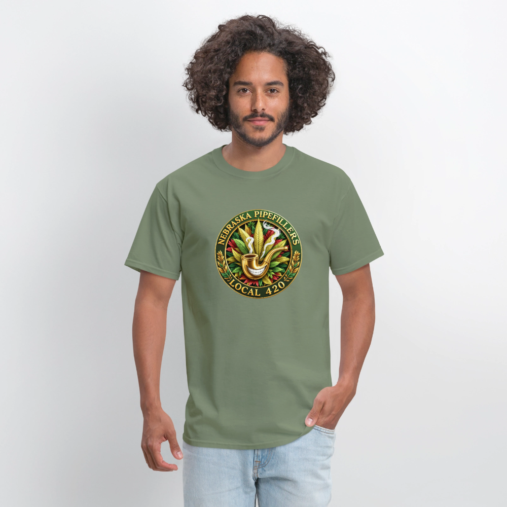 NEBRASKA PIPEFILLERS LOCAL 420 F/B DESIGNS Men's T-Shirt - military green