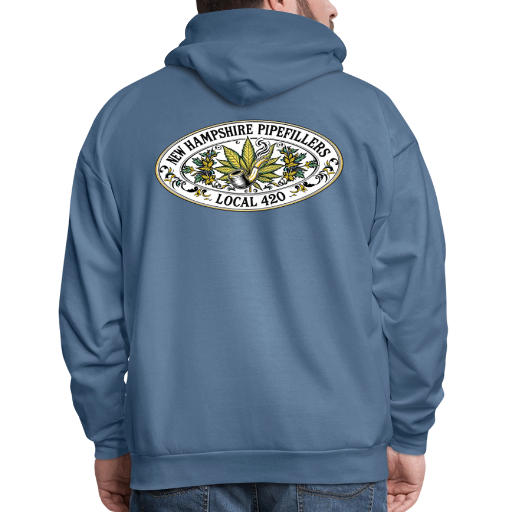 NEW HAMPSHIRE PIPEFILLERS LOCAL 420 2 EMBLEM Men's Hoodie - denim blue