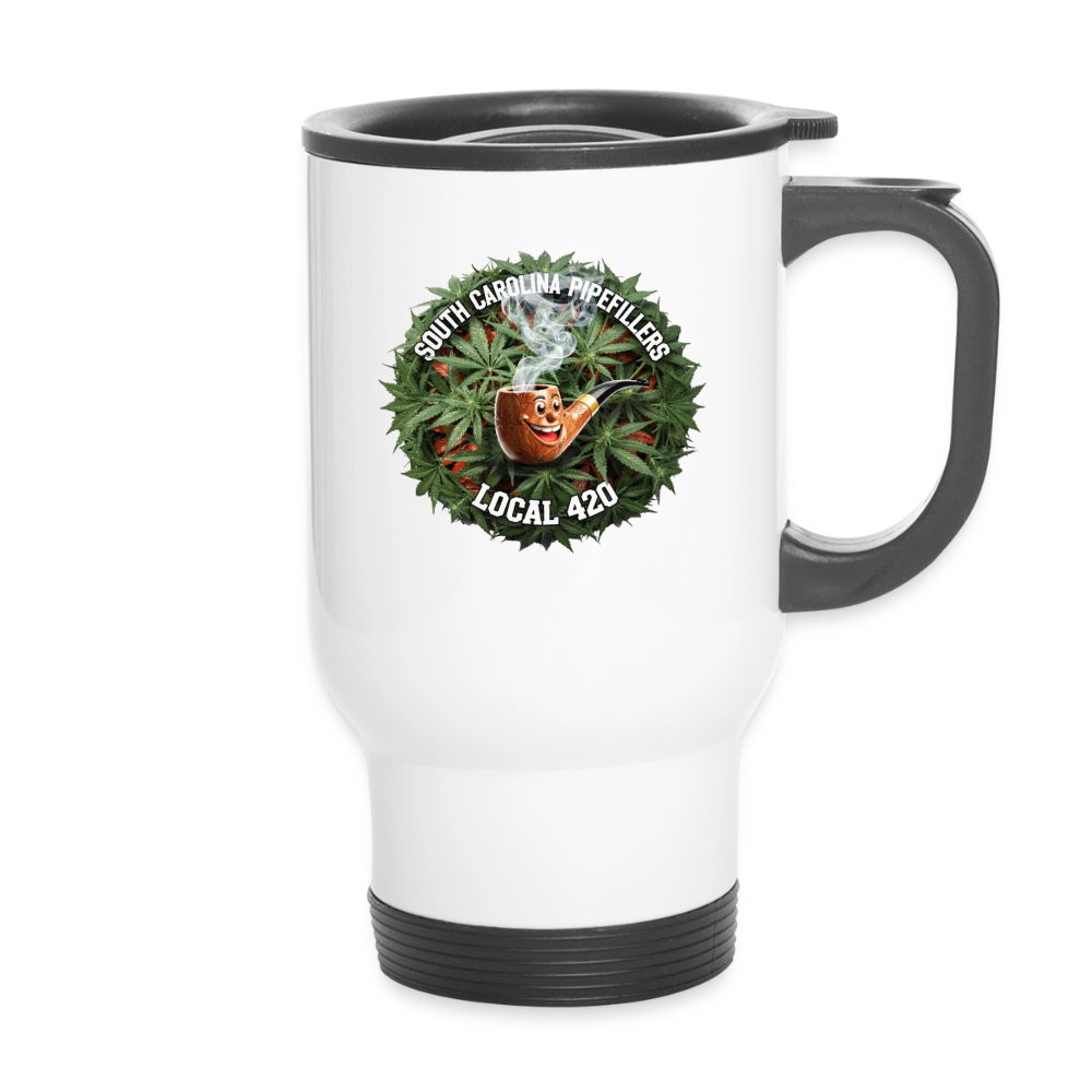 SOUTH CAROLINA PIPEFILLERS LOCAL 420 14oz Stainless Steel  Travel Mug - white