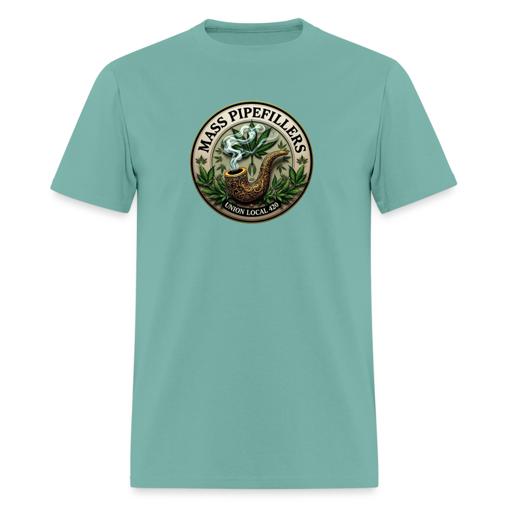 MASS PIPEFILLERS LOCAL 420 2 EMBLEM Men's T-Shirt - aquatic