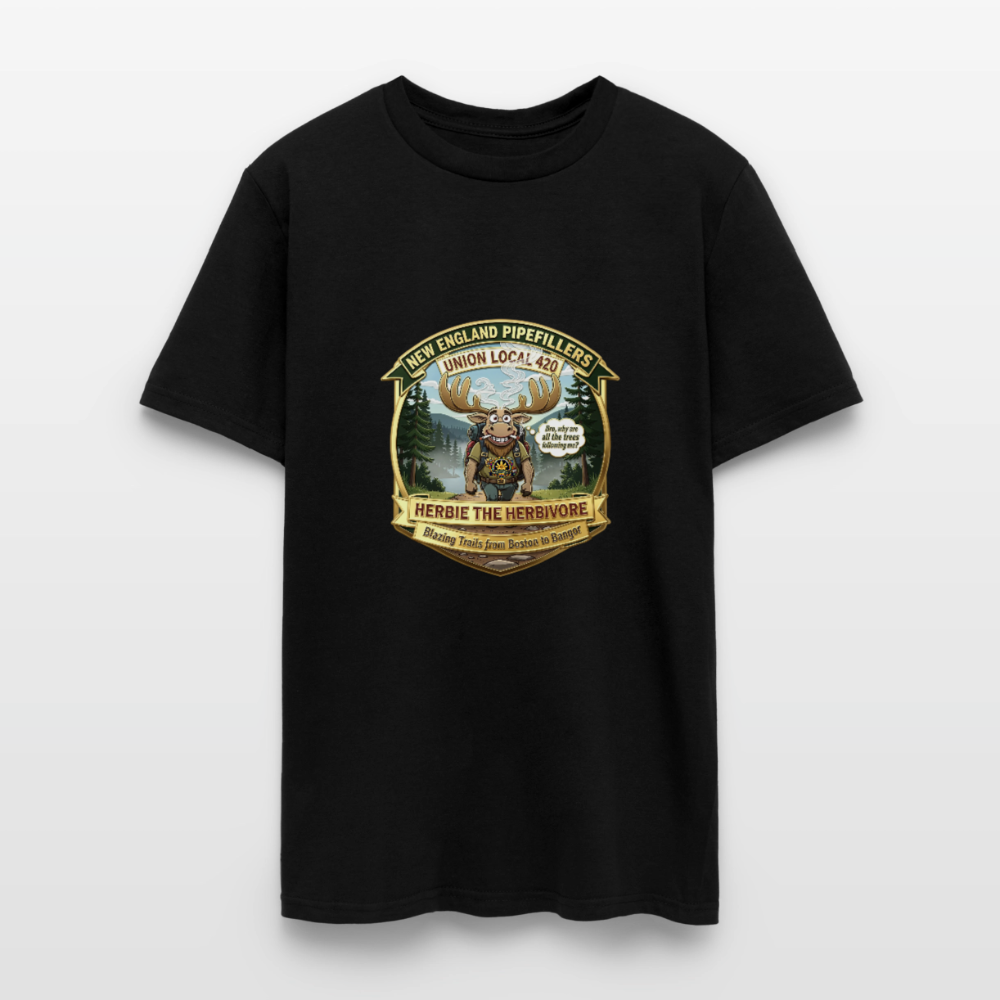 NEW ENGLAND PIPEFILLERS UNION LOCAL 420 "HERBIE THE HERBIVORE" Men's T-Shirt - black