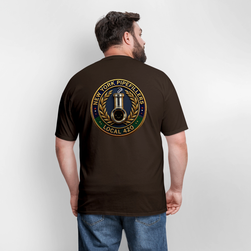 NEW YORK PIPEFILLERS LOCAL 420 F/B DESIGNS Men's T-Shirt - brown