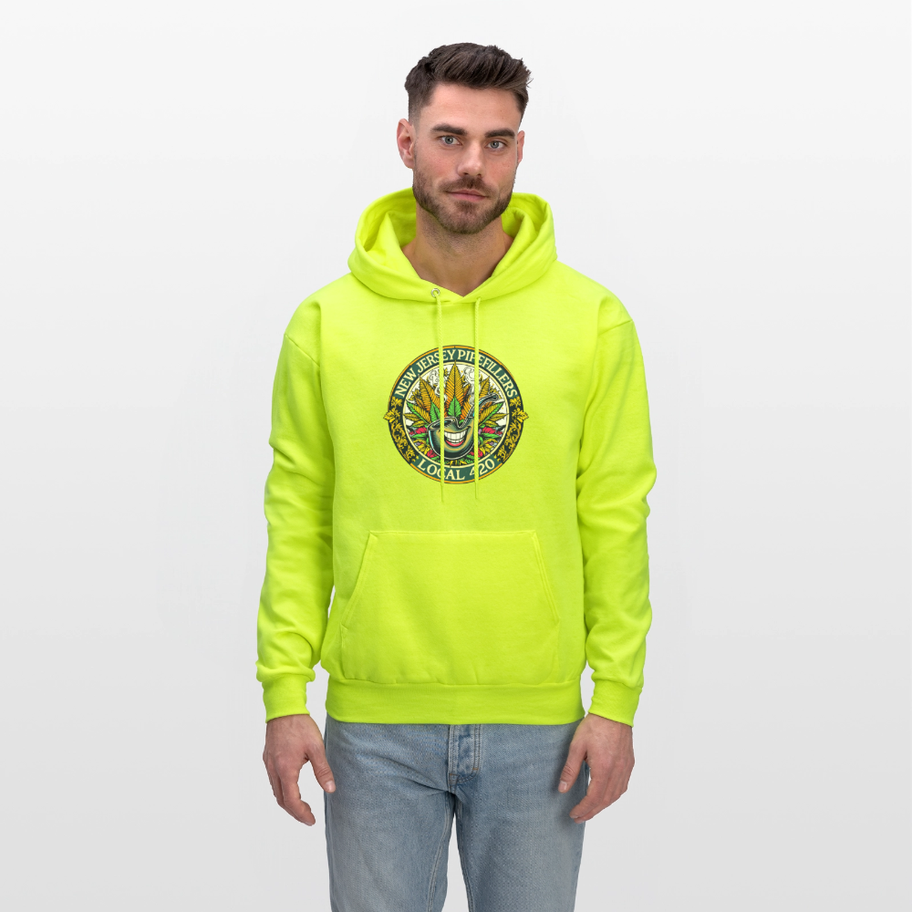 NEW JERSEY PIPEFILLERS LOCAL 420 F/B DESIGN Men's Hoodie - safety green