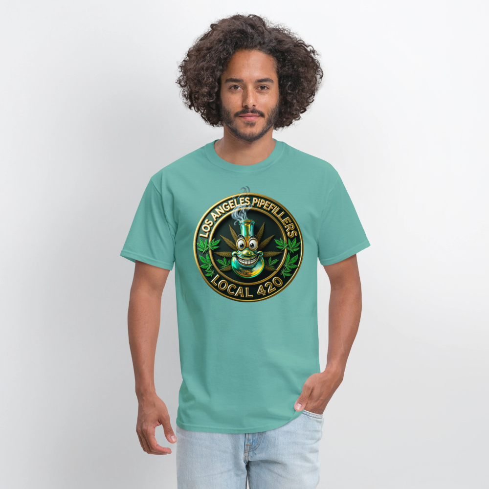 LOS ANGLES PIPEFILLERS LOCAL 420 Men's T-Shirt - aquatic