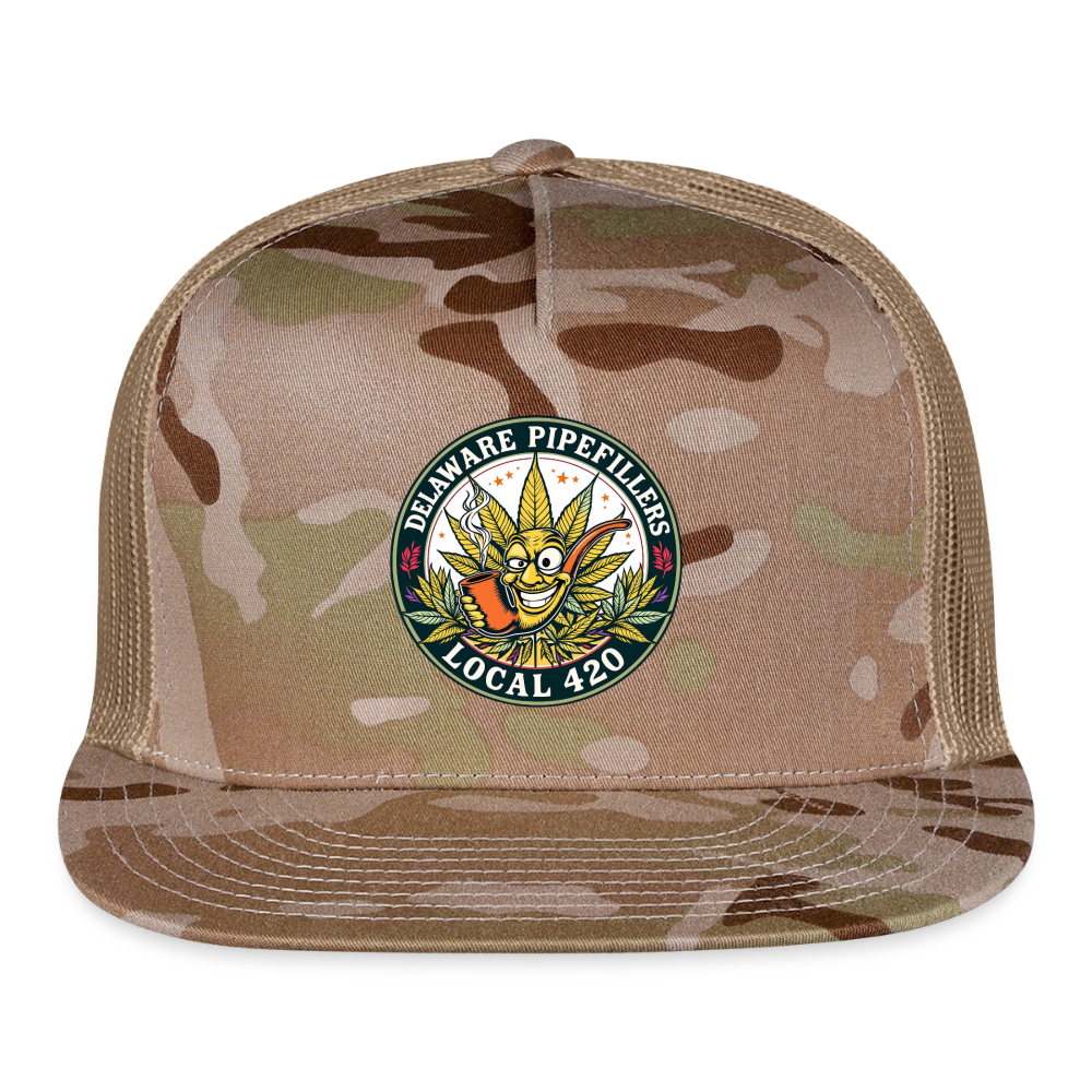 DELAWARE  PIPEFILLERD LOCAL 420 CAMO Trucker Hat - MultiCam\tan